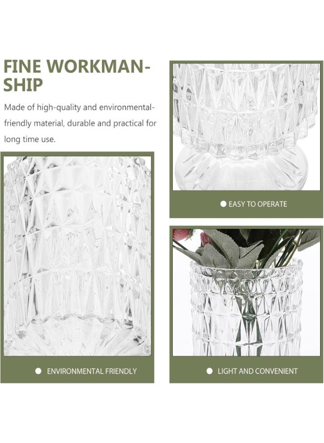 PTTIMFFM Vintage Cut Glass Pedestal Flower Vase, Clear Crystal-Style Decorative Vase for Home, Table Centerpieces, Weddings, Floral Arrangements - Image 3